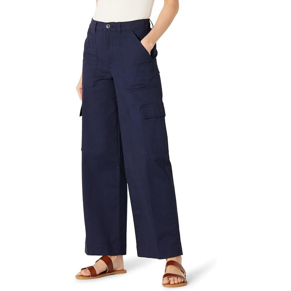 Amazon Essentials Women's Cargo Pants Size 12 Navy High-Rise Relaxed-Fit Pants